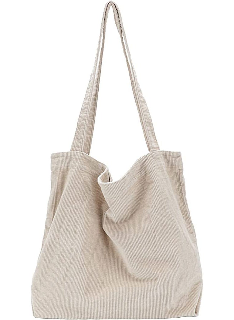 ChicAbode Corduroy Tote Bag with Zipper for Women Girl Canvas Shoulder Handbags Cute Large Purse,Suitable for Work, Leisure, Date, Travel,etc - Image 1